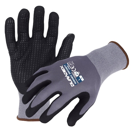 Azusa Safety Coated Work Gloves, Nitrile/Polyurethane, Utra-Fine Micro-Foam, Palm Coating, Grey/Black, XL-10 DX1020